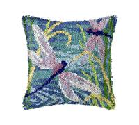 ZUHK DIY Latch Hook Kits,3D Pillow Materials Package Latch Hook Embroidery Kits Cross Stitch Sofa Cushion Cover with Tool fit for Beginner and Adults,43x43 cm (Dragonfly)