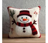 ZUHK DIY Latch Hook Pillow Kit 43x43cm，Christmas Snowman | Pre-Printed Canvas Sewed Pillowcase, DIY Embroidery Yarn Craft, Home Decor and Leisure Hobby