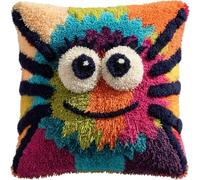 ZUHK Easy Beginner Latch Hook Pillow Kit 43x43cm - Pre-Printed Canvas and Tool Included, Simple Sofa Decor Project (Ladybug)