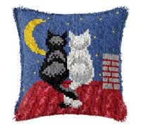 ZUHK Latch Hook Craft Kit for DIY 3D Sofa Cushion | Cross Stitch Embroidery Tool | 43x43cm fit for Living Room Decor Kit (Cat E)