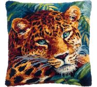 ZUHK Latch Hook Kit DIY Throw Pillow Cover Sofa Cushion Cover,fit for Arts Pillow Making Sofa Cushion Cover for Home Decoration-43x43cm (Cheetah 2)