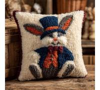 ZUHK Latch Hook Kits for Adults/3D DIY Pre-Printed Craft Latch Hook Pillow Kits fit for Throw Pillow Cover Sofa Cushion Cover,17x17 in (Rabbit B)