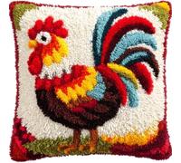 ZUHK Latch Hook Kits for Adults/3D DIY Pre-Printed Craft Latch Hook Pillow Kits fit for Throw Pillow Cover Sofa Cushion Cover,17x17 in (Rooster B)