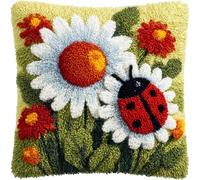 ZUHK Latch Hook Pillow Kit 43x43cm- Pre-Printed Animal Pattern, DIY Craft for Adults and Beginners,fit for Home Sofa Decoration (Ladybug)