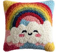 ZUHK Latch Hook Pillow Kit - Pre-Printed Canvas Rug Making Kit fit for Beginners, Home Sofa Gift 43x43cm (Rainbow)