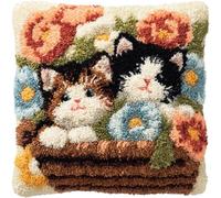 ZUHK Latch Hook Rug Kit - Pre-Printed Christmas Pattern, 17x17 Inch Easy DIY fit for Home Sofa Decoration (Cat 3)