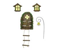 ZUHK Miniature Fairy Gnome Home - Window Door & Micro Resin Mushroom for Tree Statues & Fairy Garden Sculpture - Outdoor Decor Accessories (Flower A)