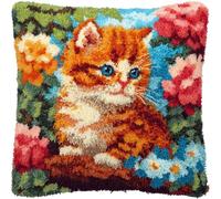 ZUHK Parrot Latch Hook Pillow Case Kits,17X17Inch 3D DIY Latch Hook Cushion Cover Kits Latch Hook Kit,with Latch Hook Tool Latch Hook Kit for Adults and Beginners (Cat 2)
