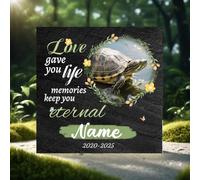 ZUHK Personalized Pet Memorial Stone,Custom Engraved with Photo and Text, Sympathy Gifts for Loss of Dog/Cat/Pet, Weatherproof Memorial Stone for Outdoors/Indoors (Turtle Tombstone A10)