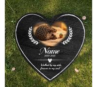 ZUHK Personalized Pet Memorial Stone,Custom Engraved with Photo and Text,Sympathy Gifts for Loss of Dog/Cat/Pet,Weatherproof Memorial Stone for Outdoors/Indoors (Hedgehog Tombstone A7)