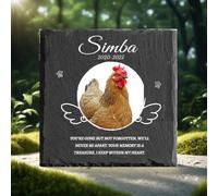 ZUHK Personalized Pet Memorial Stone,Custom Engraved with Photo and Text, Sympathy Gifts for Loss of Dog/Cat/Pet, Weatherproof Memorial Stone for Outdoors/Indoors (Chicken Tombstone A18)