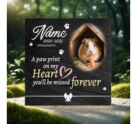 ZUHK Personalized Pet Memorial Stone,Custom Engraved with Photo and Text, Sympathy Gifts for Loss of Dog/Cat/Pet, Weatherproof Memorial Stone for Outdoors/Indoors (Guinea Pig TombstoneA6)