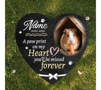 ZUHK Personalized Pet Memorial Stone,Custom Engraved with Photo and Text,Sympathy Gifts for Loss of Dog/Cat/Pet,Weatherproof Memorial Stone for Outdoors/Indoors (Guinea Pig Tombstone A5)