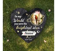 ZUHK Personalized Pet Memorial Stone,Custom Engraved with Photo and Text,Sympathy Gifts for Loss of Dog/Cat/Pet,Weatherproof Memorial Stone for Outdoors/Indoors (Parrot Tombstone A3)