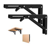 Zui Zhan Folding Shelf Brackets 2 Pack, 12 Inch Heavy Duty Wall Mounted Floating Triangle Supporters, Load 80kg for Home, Kitchen, Office, Bench Table, Black