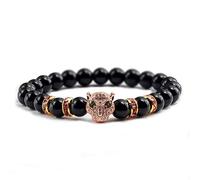 Zuiaidess Stone Bracelet Bangles Wristlet Fashion Bracelet Gold Silver Black Panther Head Bright Matte Natural Beaded Jewelry Bangles Accessories Men Women Commemoration Gift,Rose Gold