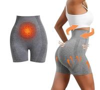 ZUICC Baicloud Micro-Vibration Massage Module Ice Silk lon Fiber Repair Shaping Shorts, Baicloud Ionic Shapewear, Mid-Waist Body Shaper Shorts for Women (Grey, L)
