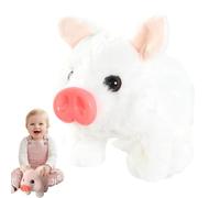 ZUICC Electric Pig Plush Realistic Toy, Lifelike Animated Walking Pig Plush Toy with Sound and Motion, Electronic Piggy Toy Piglet That Walks, Wags Tail, Wiggles Nose Gift for Kids Birthday (White)