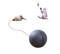 ZUICC Interactive Cat Ball Toy, Automatic Moving Cat Ball Toy with Fake Mouse, Automatic Moving Cat Ball Toys, Smart 360° Automatic Rolling Cat Ball Toys (Gray)