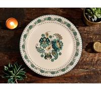 ZUICI CERAMICRAFT 4-Piece Floral Pattern Rimmed Set, Minimalist and Sturdy, Easy to Clean, Steak Plate, Party Plate Cups and Napkins, Large Capacity