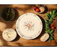 ZUICI CERAMICRAFT Elegant Round Enamel Tray Set of 4, 35cm - Charming Rose Pattern, Durable & Easy to Clean Serving Trays for Home, Parties & Entertaining