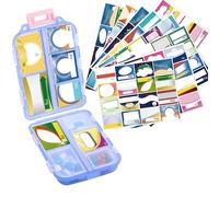Zuihug 1 x Travel Pill Box - 10 Compartments Pill Box Compact and Portable Perfect for Storage on the Go Handbag Pill Box (Blue with 156 Stickers)