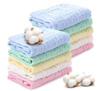Zuimei 10 Pack Muslin Cloths For Baby Muslin Squares Baby Washcloths Natural Cotton Baby Wipes Baby Essentials for Newborn Baby Wiping Bathing Feeding
