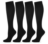 Zuimei 2 Pairs Compression Socks for Women&Men Circulation 20-30 mmhg Flight Socks Knee High Compression Stockings for Athletic Nurse Running Travel (Black, L/XL)