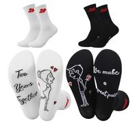 Zuimei 2nd Anniversary Wedding Gifts for Couples Her Him,Happy 2nd Anniversary Card Present,2 Paires Funny Novelty Cotton Socks for Couple Husband Wife