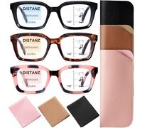 Zuimei 3 Pack Progressive Multifocal Reading Glasses for Men and Women, Square frame glasses, Blue Light Blocking with Spring Hinges, Outdoor Computer Reader (1.5x)