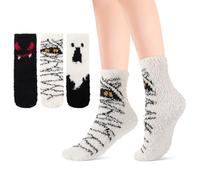 Zuimei 3 Pair Fluffy Socks Thick Winter Socks Mummy Ghost Vampire Funny Novelty Patterned Cartoon Sock for Winter Festival Party Women Men Teens Adults