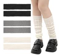 Zuimei 3 Pairs Leg Warmers for Women, Crochet Fashion Thermal Knee High Kawaii Leg Warmers for Women Girls 80s Y2K Dance Ice Ballet Skating Party Winter