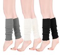 Zuimei 3 Pairs Leg Warmers for Women,Retro Dance Leg Warmers Ladies Acrylic Knitted Long Boot Cuff Knee Socks Stylish Ankle Warmer for 80s Party Ballet Dance Skating Yoga