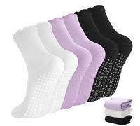 Zuimei 3 Pairs Pilates Socks Yoga Socks Non Slip for Women Reformer Pilates Grip Sock Anti Slip for Yoga Trampoline Ballet Hospital Home