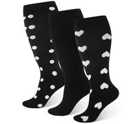 Zuimei 3 Pairs Plus Size Compression Socks for Women & Men, 20-30 mmHg Wide Calf Large Flight Socks Knee High Compression Stockings for Athletic Nurse Running Travel (4XL)