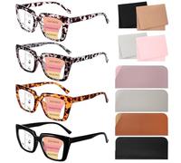 Zuimei 4 Pack Progressive Multifocal Reading Glasses for Women, wide frame glasses, Blue Light Blocking with Spring Hinges, Computer Readers (1.75 x)