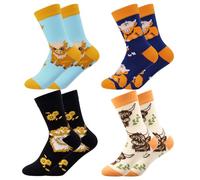 Zuimei 4 Pairs Funny Cotton Womens Socks for Women (Blue Nevy Black Khaki)