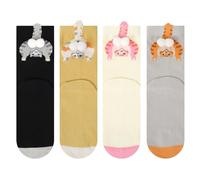 Zuimei 4 Pairs of Cute Breathable Cat Socks with Balls,Comfortable 3D Cat Sock with Fuzzy Ball,Mischievous Cute Socks for Women with Balls, Funny Socks Suitable for Giving to Women Who Love Cats Mothe