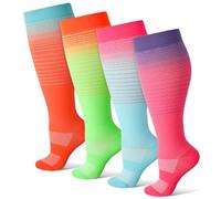 Zuimei 4 Pairs Plus Size 20-30 mmHg Compression Socks for Women Men