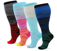 Zuimei 4 Pairs Plus Size Compression Socks for Women & Men, 20-30 mmHg Wide Calf Large Flight Socks Knee High Compression Stockings for Athletic Nurse Running Travel (3XL)