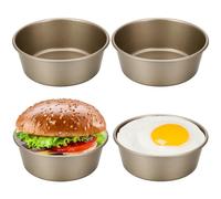 Zuimei 4Pcs Air Fryer Egg Moulds, 4'' Ramekins for Air Fryer, Mini Round Baking Tray Food Grade Carbon Steel Air Fryer for Fried Egg Muffin Sandwiches, Breakfast Household Kitchen Cooking Tool