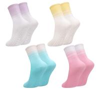 Zuimei 4Pcs Pilates Grip Socks Non Slip Yoga Socks for Women with Grips Cotton Athletic Sock Ladies Grippy Sock for Home Gym Workout Sports Fitness Dance (Size UK 4.5-7)