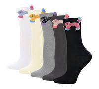 Zuimei 5 Pairs Cute Cat Socks 4-6.5, Soft Ladies Socks Multipack Cotton Colorful Cute Animal Sock Casual Novelty Crew Sock Present