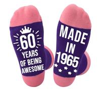 Zuimei 50th/60th Birthday Socks for Women, Birthday Gifts for Women Warm Comfortable Gift Ideas Grip Cosy Cotton Socks(60th)