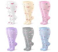 Zuimei 6 Pairs Women Plus Size Leg Compression Socks Wide Calf Compression Support Socks for Women Ideal for Flight Travel Varicose Veins XXL