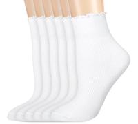 Zuimei 6 Pairs Women Ruffle Frilly Socks Ruffle Turn Cuff Ankle Socks Casual Breathable Cotton Crew Knit Sock for Women