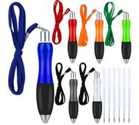 Zuimei 6 Pcs Wide Grip Pens with 6 Refills Big Fat Pens Weighted Lanyard Pens with Grip Wide Body Ballpoint Pens Black Ink for Adults Women Men Tremors