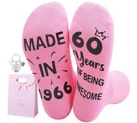 Zuimei 60th Birthday Gifts for Women Personalised 60 Year Old Socks with Keyring and Present Bag 1966 Birthday Gifts for Her Lady Present for Mum Auntie Grandma Wife Teacher Sisters