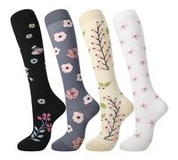 Zuimei Compression Socks for Nurses Women 4 Pairs 20-30 mmHg Knee High Flight Socks Surgical Compression Sock for Nursing Pregnancy Sports Travel Flight