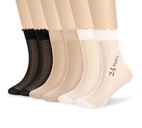 Zuimei Transparent Sheer Socks Polka Dot Lace Ankle Socks for Woen Girls | Delicate Stylish Sheer Socks for Versatile Outfits Good Stretch without Feeling Tight Around the Ankles 12 24 Pairs